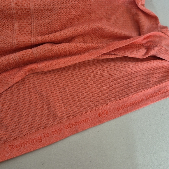 Lululemon Run Womens Swiftly Tech V Neck Short Sleeve Heathered Orange - Size 10 - Picture 6 of 11